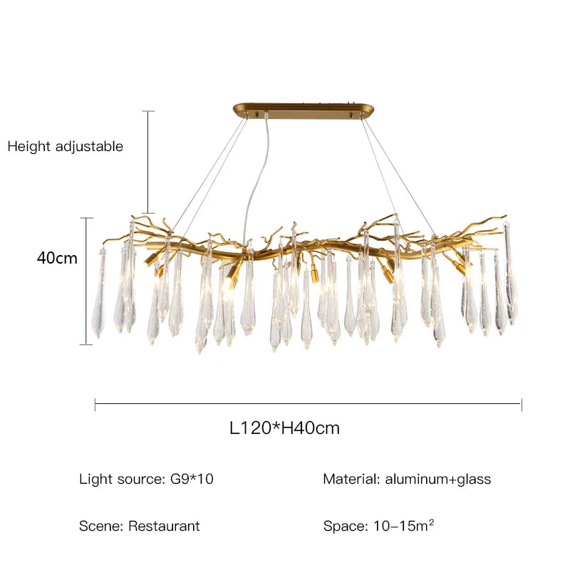 Afralia™ Classic Blue Crystal LED Hanging Chandelier for Elegant Living & Kitchen Decor