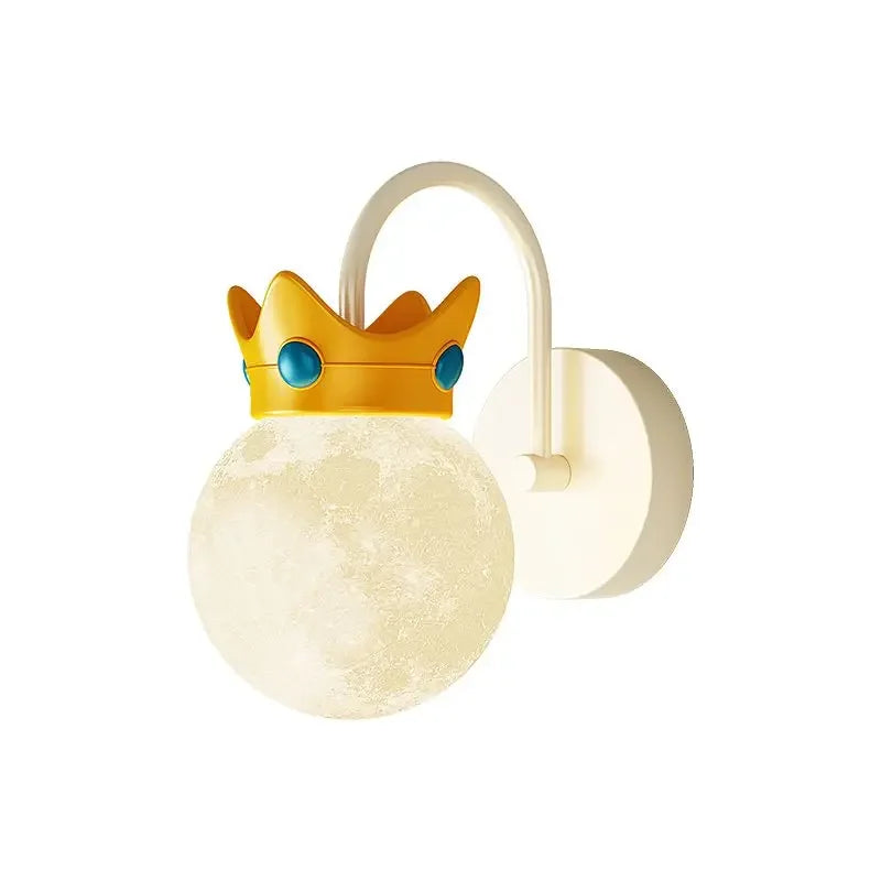 Afralia™ Moon Ball Crown Wall Lamp Cream Wind, Creative Corridor Eye Protection.