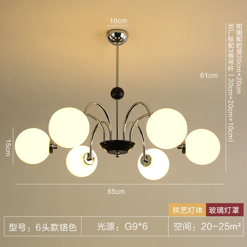 Afralia™ Vintage Iron Art Glass Chandelier LED Lighting Modern for Living/Dining/Bedroom