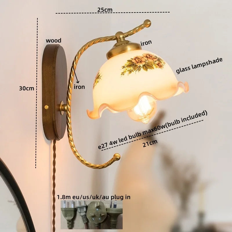 Afralia™ Iron Glass LED Wall Lights Modern Bedside Lamp 4w Bulb for Bathroom Bedroom Living Room