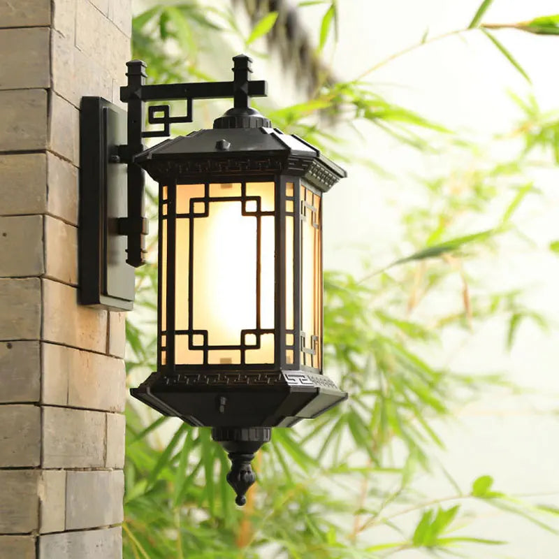 Afralia™ Outdoor Chinese Style LED Wall Lamp for Courtyard, Gate, Balcony - Waterproof Landscape Lighting