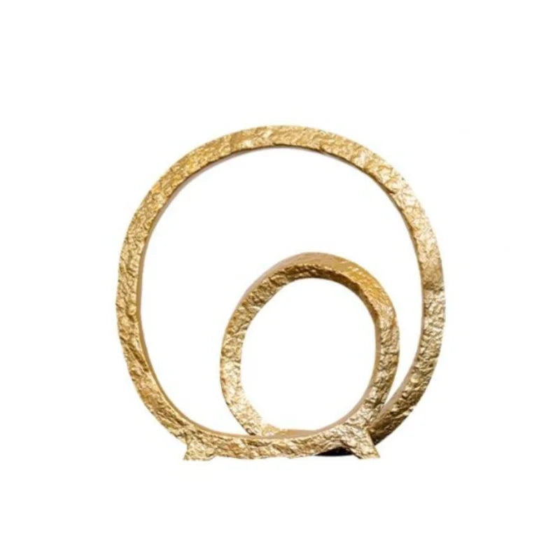 Afralia™ Golden Circle Hollowed-out Ornaments: Home Decor Figurines