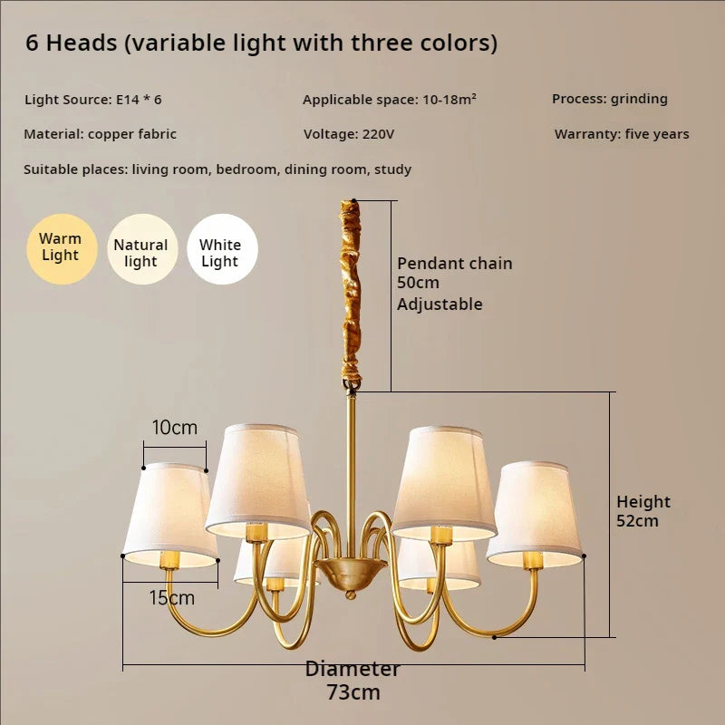 Afralia™ Copper American Chandelier: Modern Luxury for Living Room, Bedroom, and Restaurant