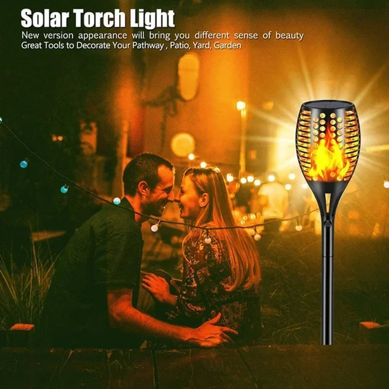 Afralia™ Solar Flame Torch Light Outdoor Garden Decoration Waterproof Flickering Lamp