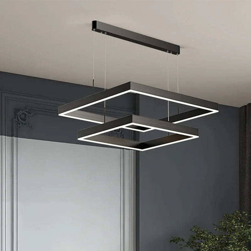 Afralia™ Modern Straight Pendant LED Light - Minimalist Painted Aluminium Chandelier