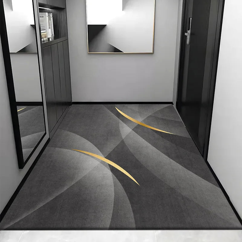 Afralia™ Grey Crystal Velvet Entrance Rug - Luxe Absorbent, Anti-Slip, Easy-Clean Living Room Carpet