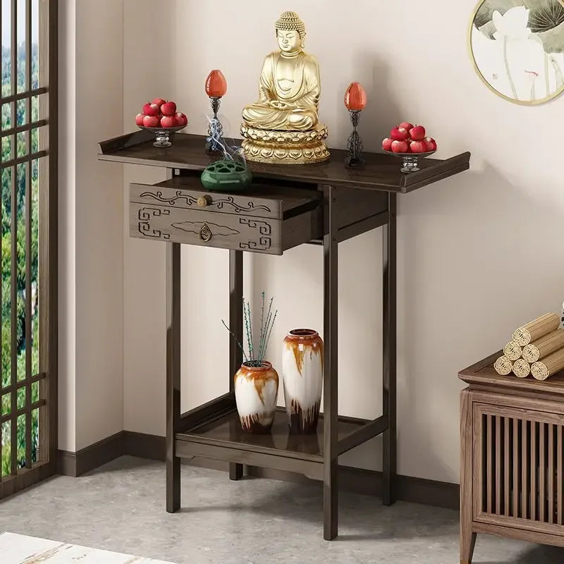 Afralia™ Bamboo Console Table with Drawer for Living Room - Vintage Side Table