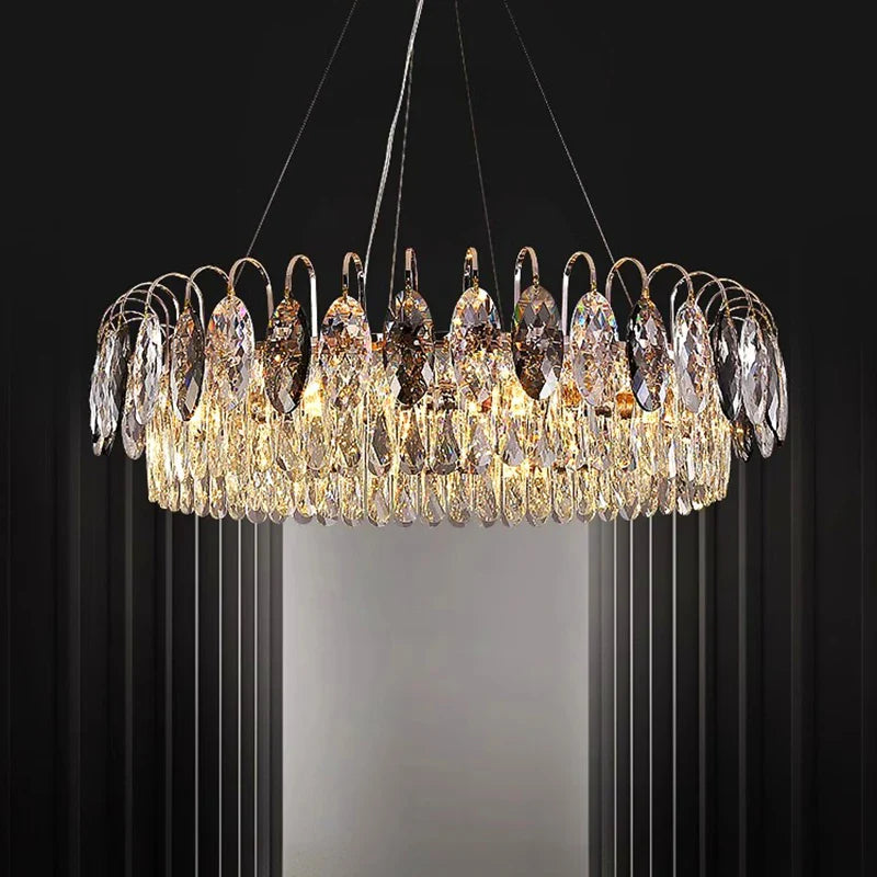 Afralia™ Crystal Chandelier Pendant Light for Living Room Bedroom Ceiling - Indoor Luxury Lighting