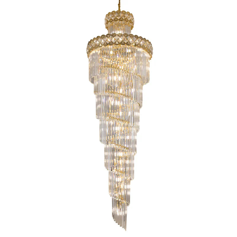 Afralia™ Luxury Crystal Chandelier for Duplex, Villa, Hotel Lobby, and Spiral Staircase