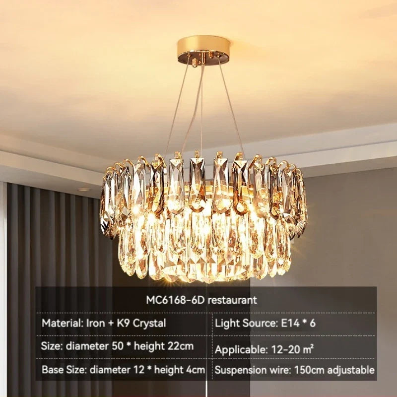 Afralia™ Gold Crystal Chandelier: Luxury Lighting for Dining Living Bedroom Kitchen Island