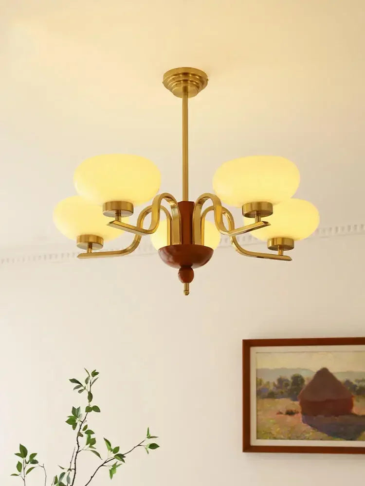 Afralia™ Cream Glass Pendant Chandelier for Home Decor