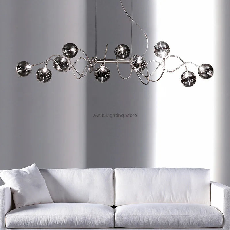 Afralia™ LED Glass Pendant Chandelier for Living Room Dining Bedroom Cafe