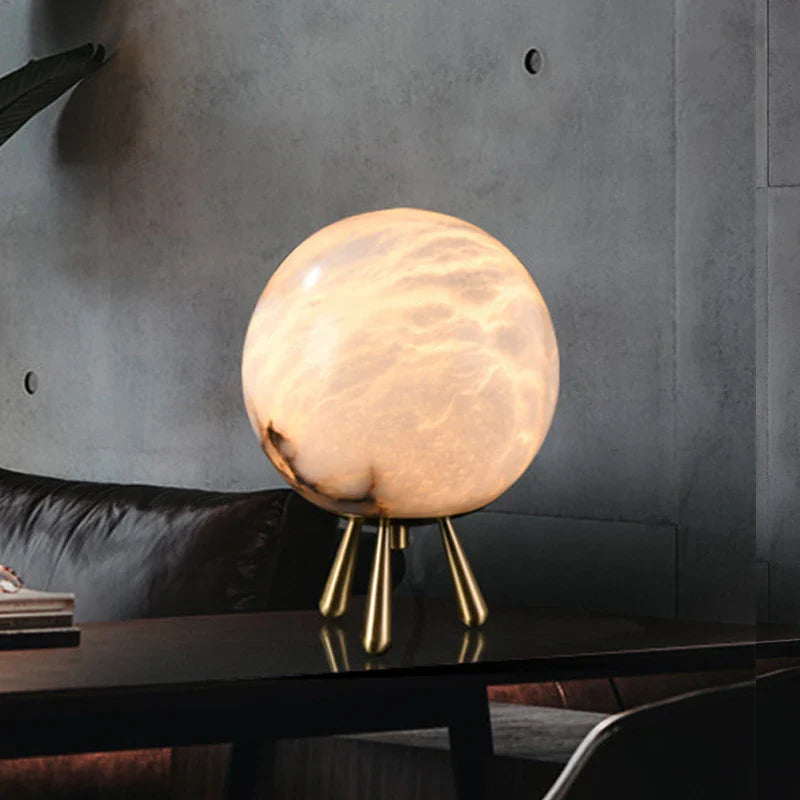 Afralia™ Marble Ball LED Table Lamp for Dining Room Bedroom Decor