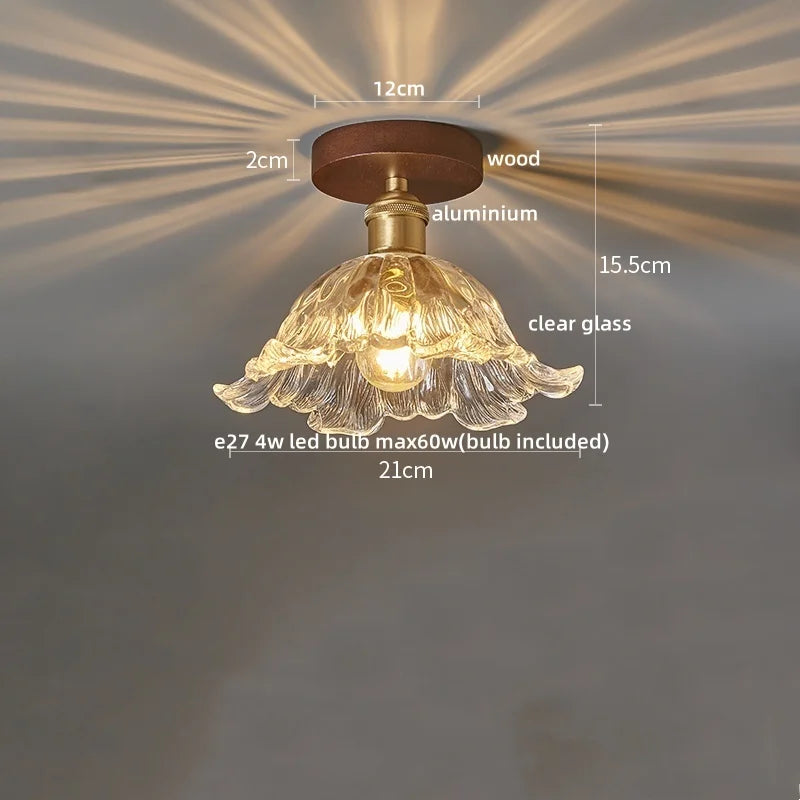 Afralia™ Wood Glass LED Ceiling Lights Modern Luminaria De Teto for Home Décor