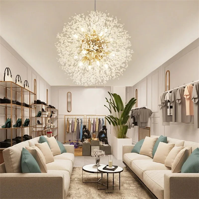 Afralia™ Crystal Snowflake Chandelier - Nordic Dandelion Gypsophila Pendant Light for Luxury Living Spaces