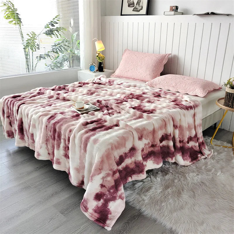 Afralia™ Cozy Gradient Bubble Fleece Throw Blanket, Plush All-Season Nap Blanket