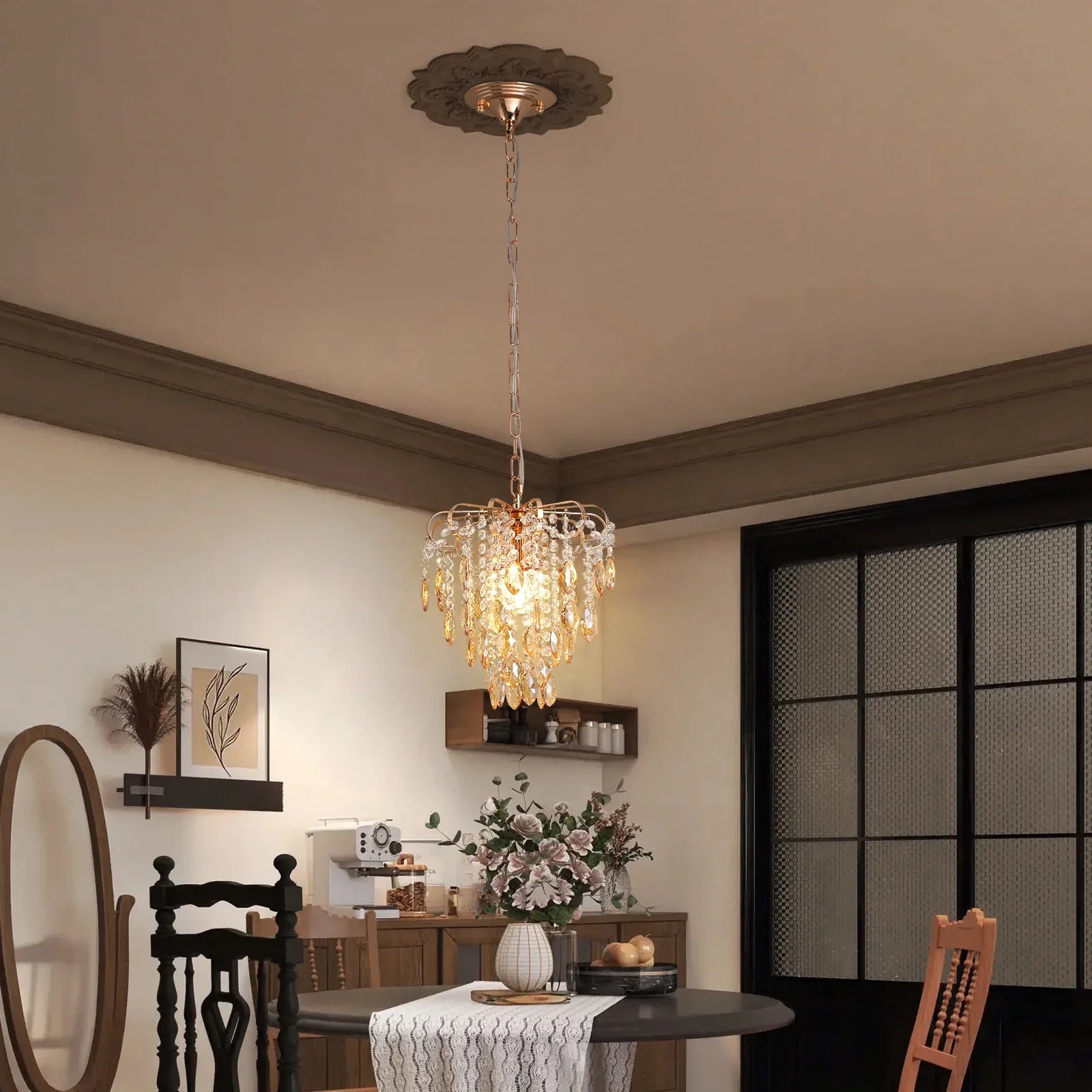 Afralia™ Crystal Led Pendant Light Modern Chandelier Ceiling Lamp for Living Room