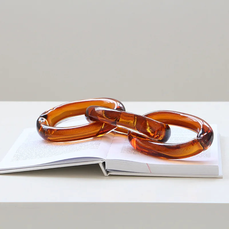 Afralia™ Glass Handcrafted Chain Buckles: Transparent, Colored, Handmade Rope Decor for Home Accessories