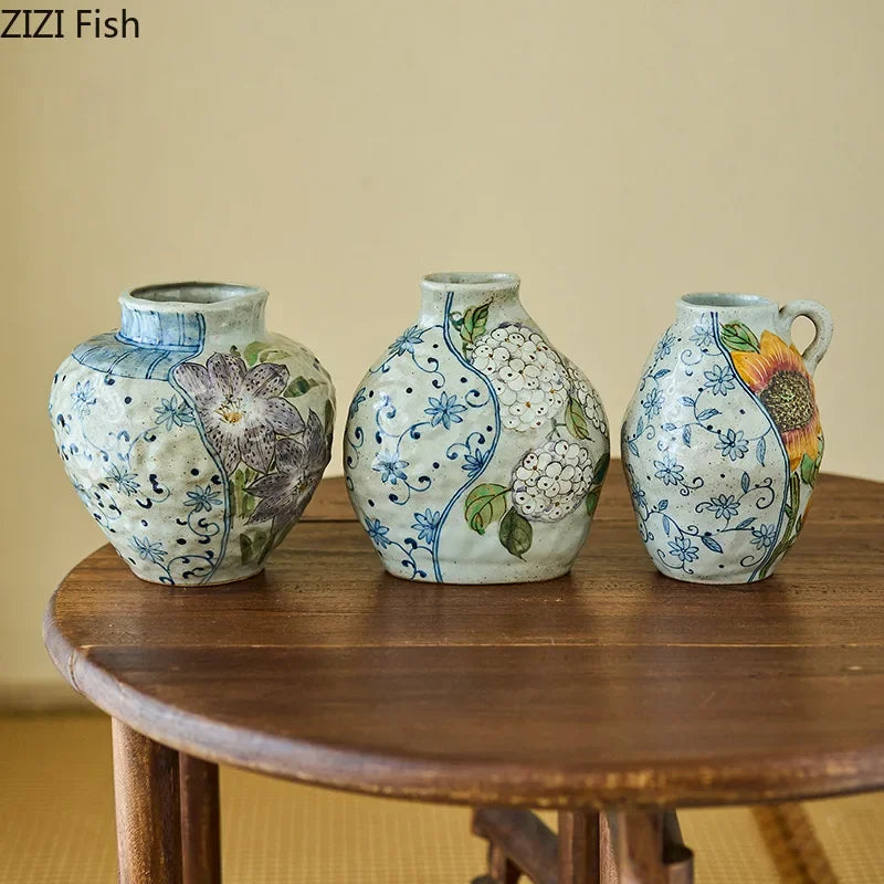 Afralia™ Ceramic Vase with Artificial Flowers - Room Aesthetic Decor