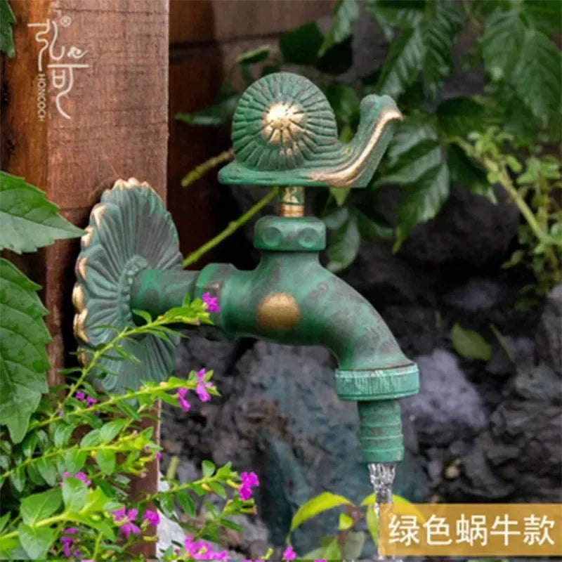 Afralia™ Antique Brass Wall Mount Garden Faucet for Kindergarden, Animal Design