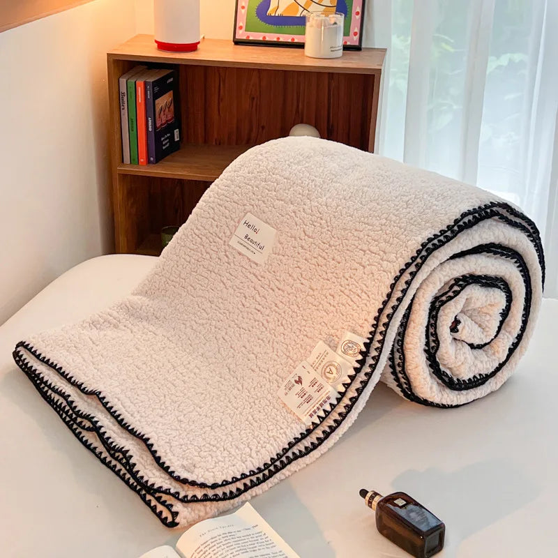 Afralia™ Soft Shell Edge Lamb Wool Blanket - A-Class Comfort for Adults