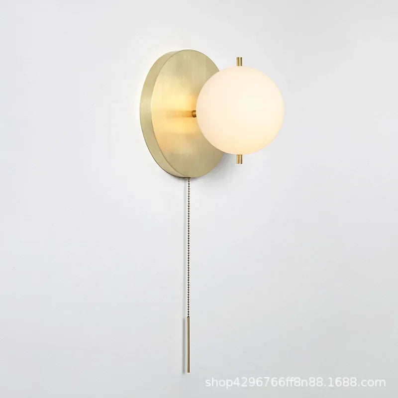 Afralia™ Round Glass Wall Light for Living Room Bedroom Corridor Stair - Postmodern Brass Wall Lamp