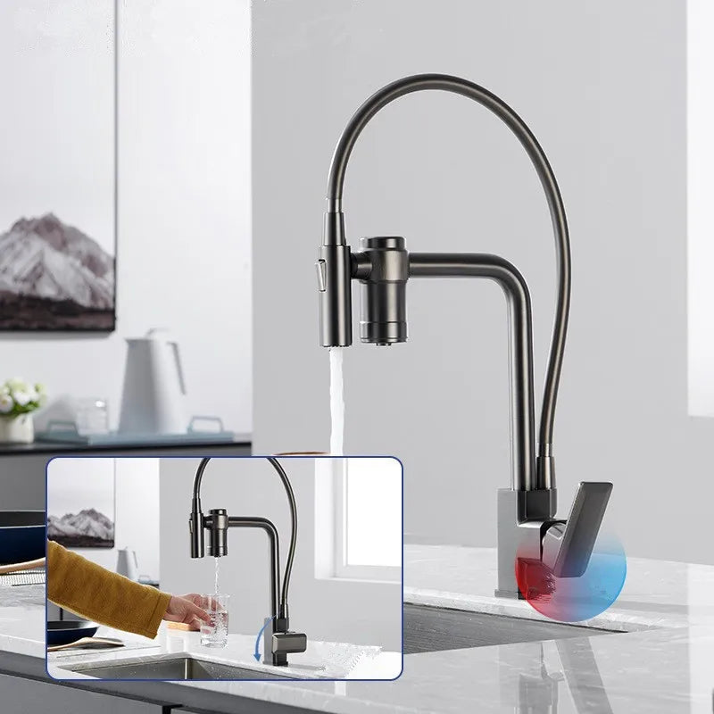 Afralia™ Black Brass 3 Way Kitchen Faucet Deck Mounted Filter Tap Mixer