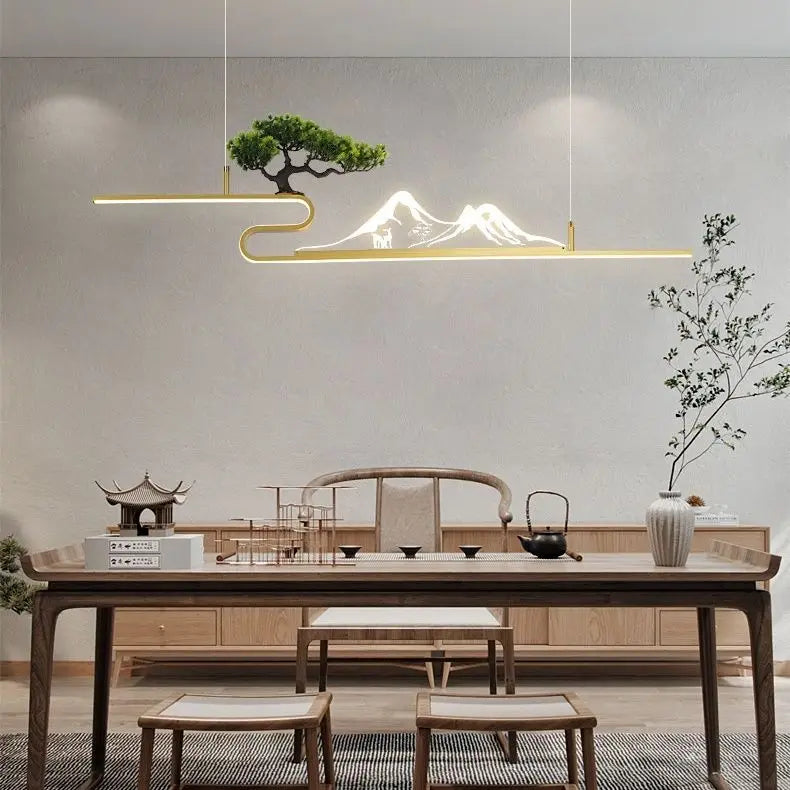 Afralia™ Acrylic Mountain Peak Pendant Lights for Chinese Living Room Study Zen Restaurant