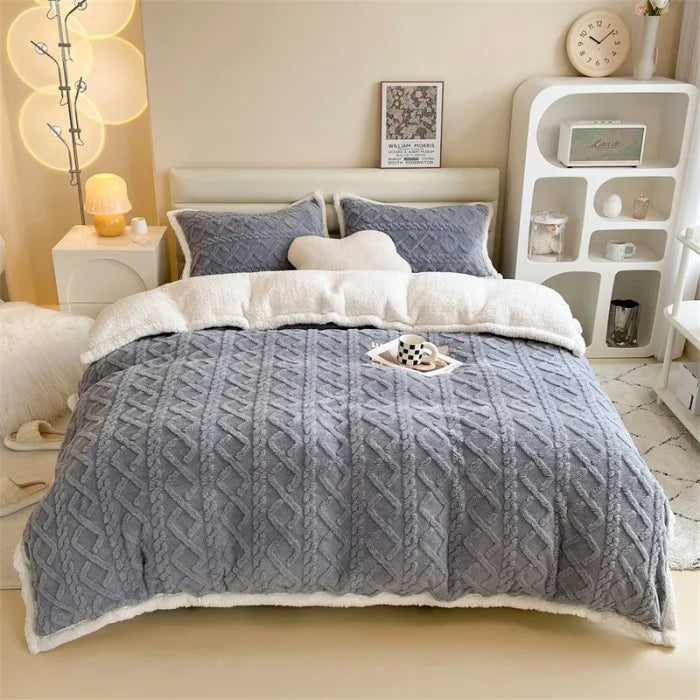Afralia™ Velvet Fleece Geometric Blanket Cover | Double Sided Jacquard | All Season Blanket