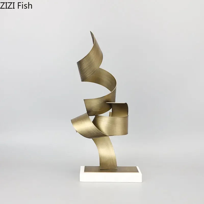 Afralia™ Streamer Marble Metal Statue - Modern Living Room Decor