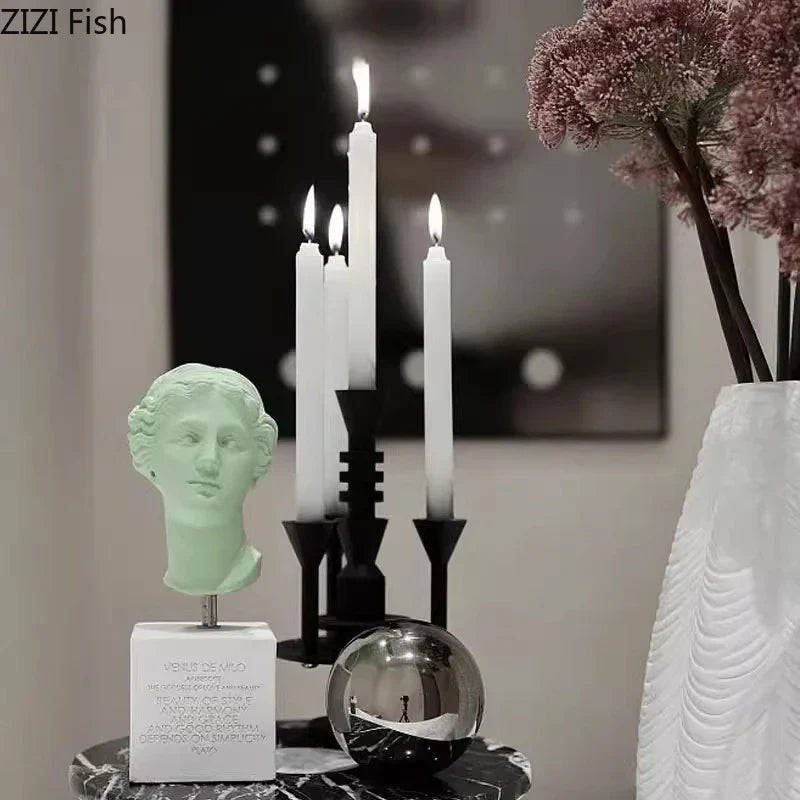 Afralia™ Frosted Metal Candle Holder for Romantic Dining Table Decor