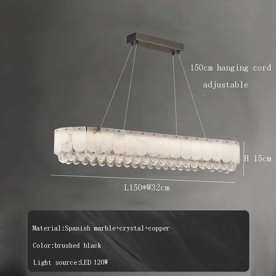 Afralia™ Crystal Marble Ceiling Chandelier LED Hanging Lamps for Dining Room