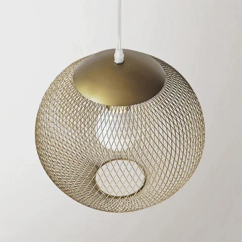 Afralia™ Golden Birdcage LED Pendant Chandelier for Stylish Lighting in Restaurants, Kitchens, & Stores