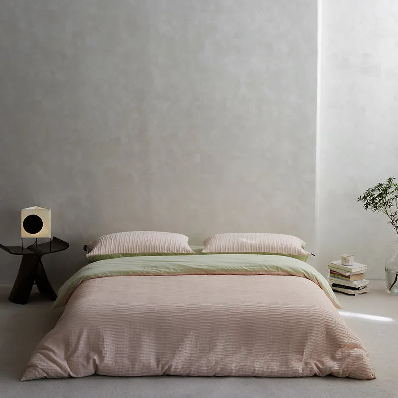 Afralia™ Ripple Jacquard Cotton Bedding Set, Color Blocking Quilt Set Twin King Queen