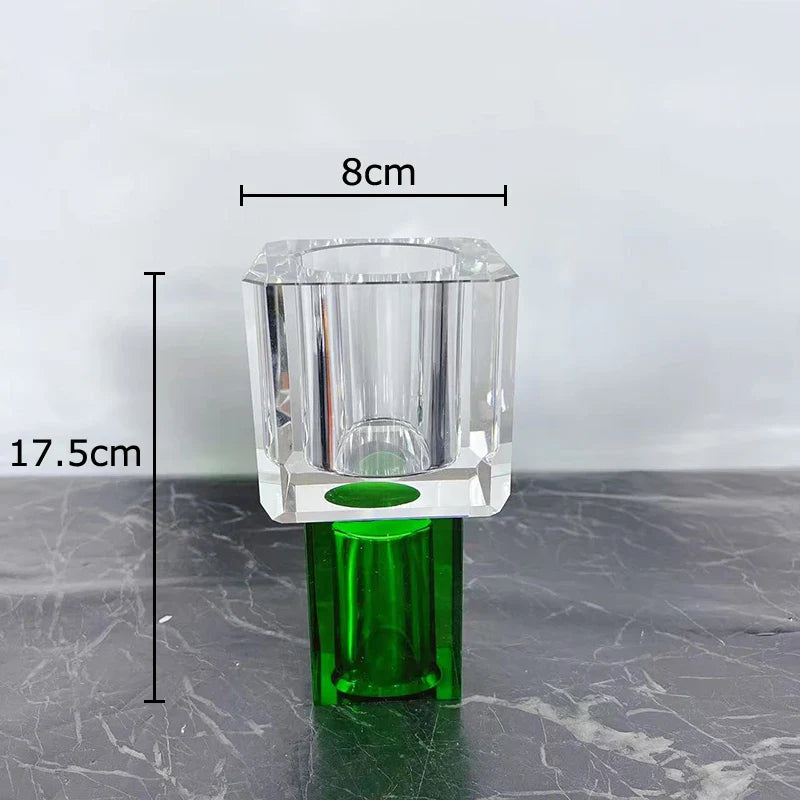 Afralia™ Crystal Glass Vase with Artificial Flowers, Modern Home Decor