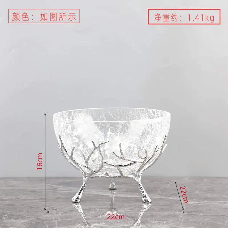 Afralia™ Golden Branch Glass Fruit Plate: Stylish Home Storage Container & Decor Accessory