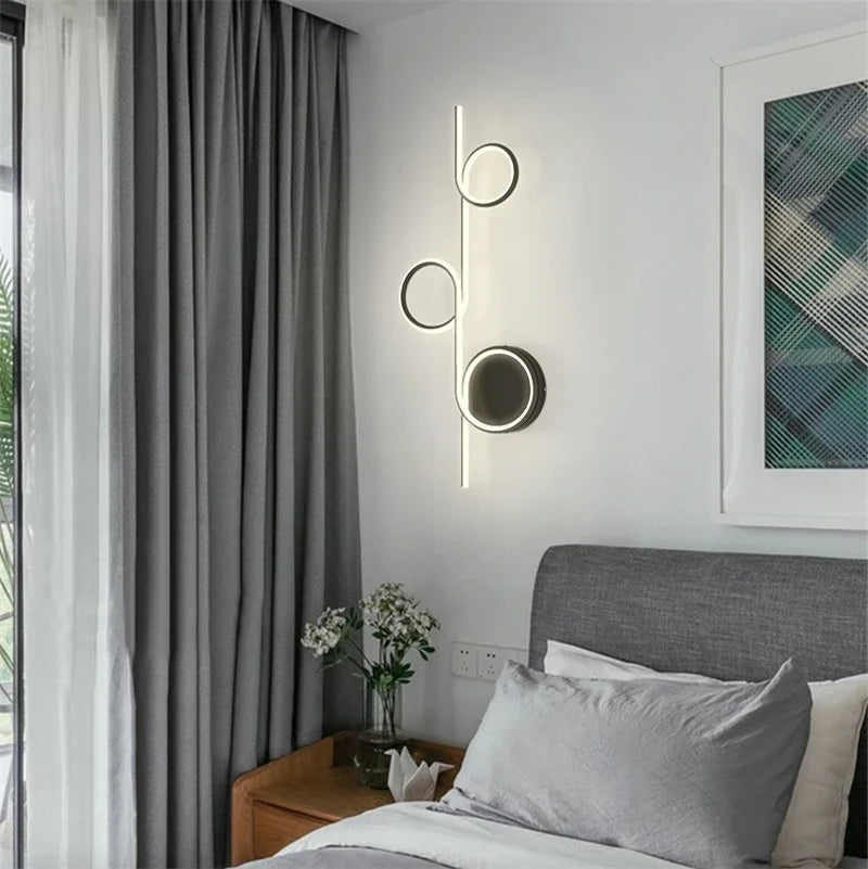 Afralia™ Circle Straight Bar Wall Lamp | Modern Nordic LED Bedroom Living Room Decor