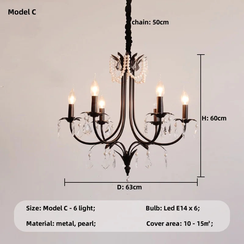 Afralia™ Elegant Black Crystal Chandelier Pendant Light for Living Room