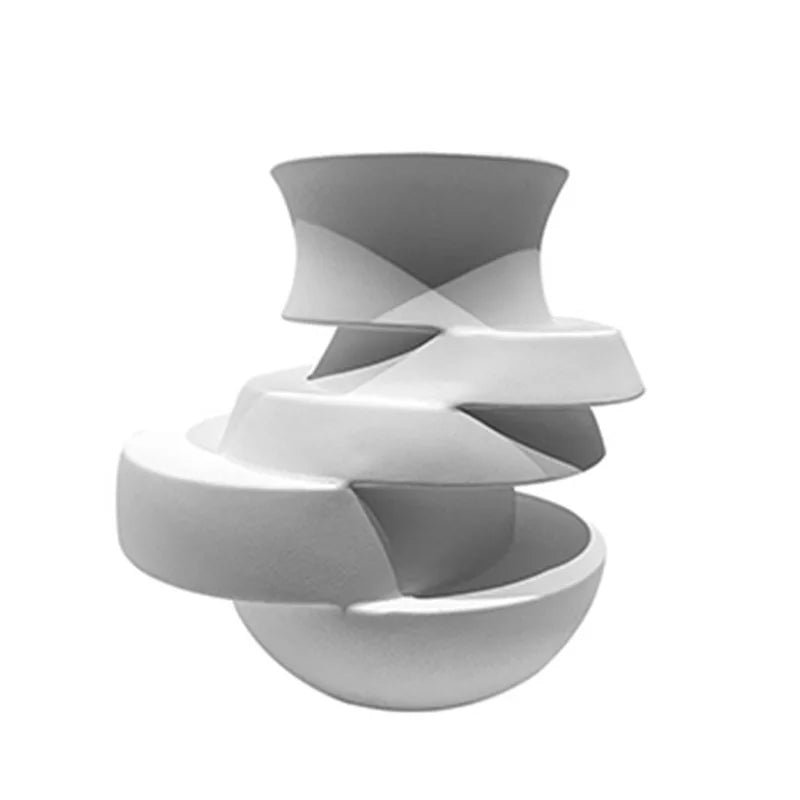 Afralia™ Geometric Monochrome Vase Resin Art Decoration Home Accessories