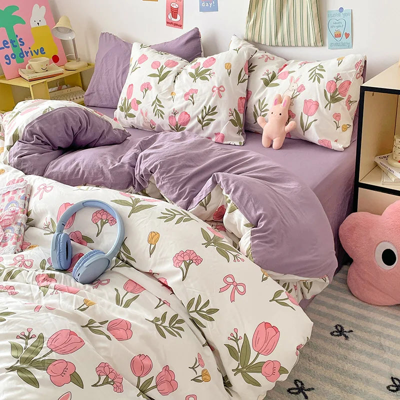 Afralia™ Cloud Cotton Printed Bedding Sets | Super Soft Quilt Set for School Home Twin King