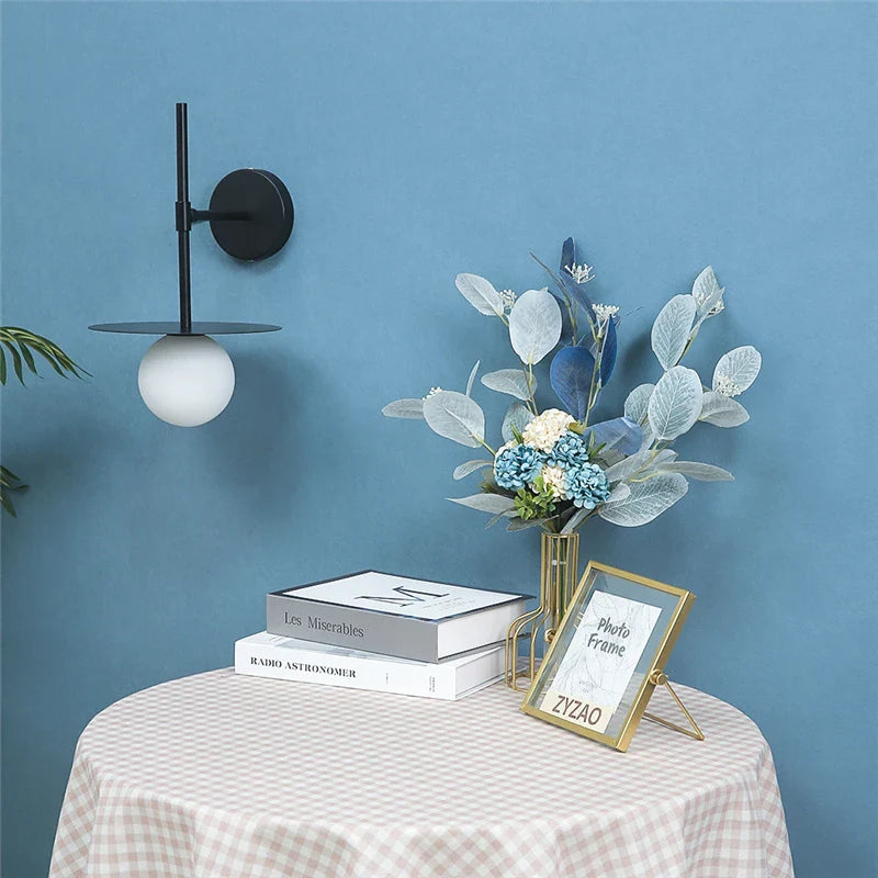 Afralia™ Iron Glass LED Wall Light: Customizable Decorative Black Lamp for Home Indoor