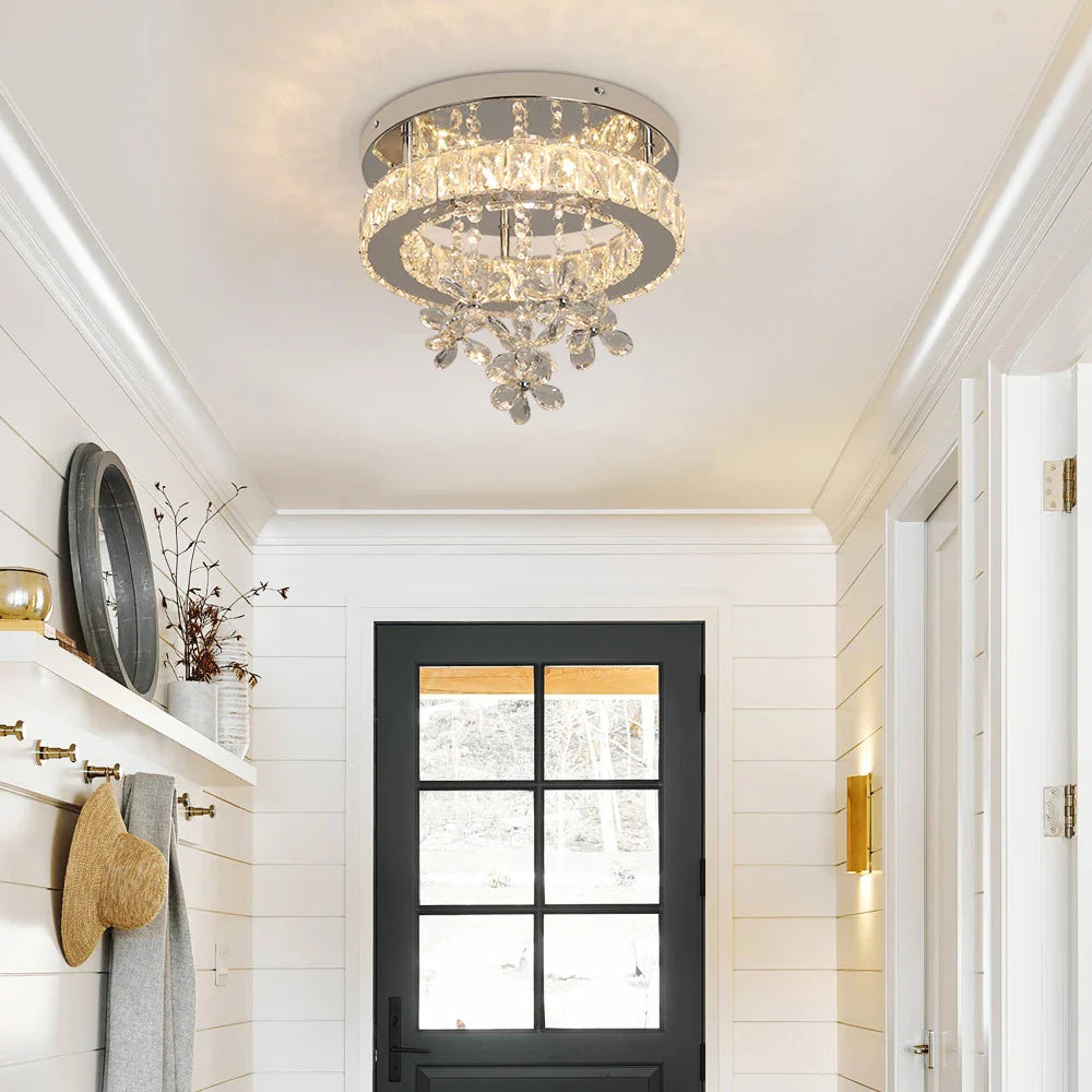 Afralia™ Crystal LED Ceiling Chandelier for Luxury Living Room Decor