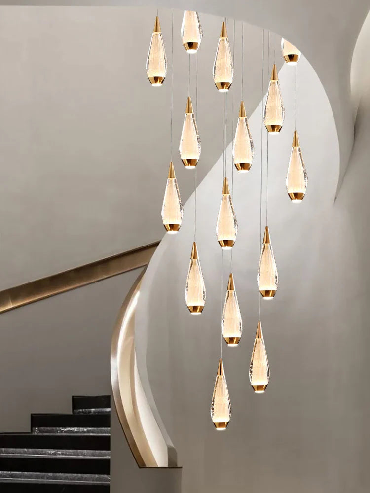 Afralia™ Modern Crystal Double Staircase LED Chandelier for Living Room, Hotel, and Restaurant