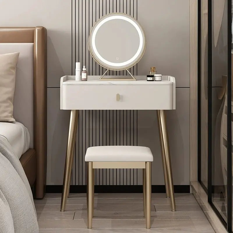Afralia™ Modern Mirrored Dressing Table Luxury Organizer for Professional Women's Bedroom