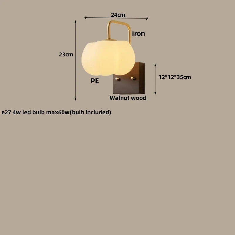 Afralia™ Glass Wall Light Fixture Walnut Wood Modern Nordic Pull Chain Switch Lamparas