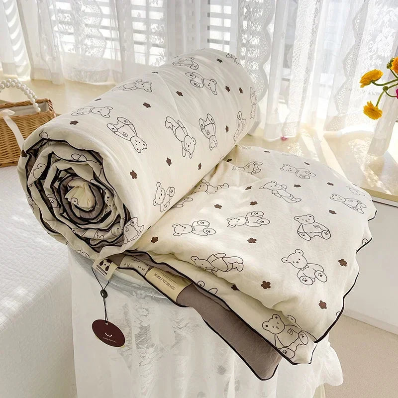 Afralia™ Summer Comforter Queen Size Lightweight Double Gauze Breathable Blanket