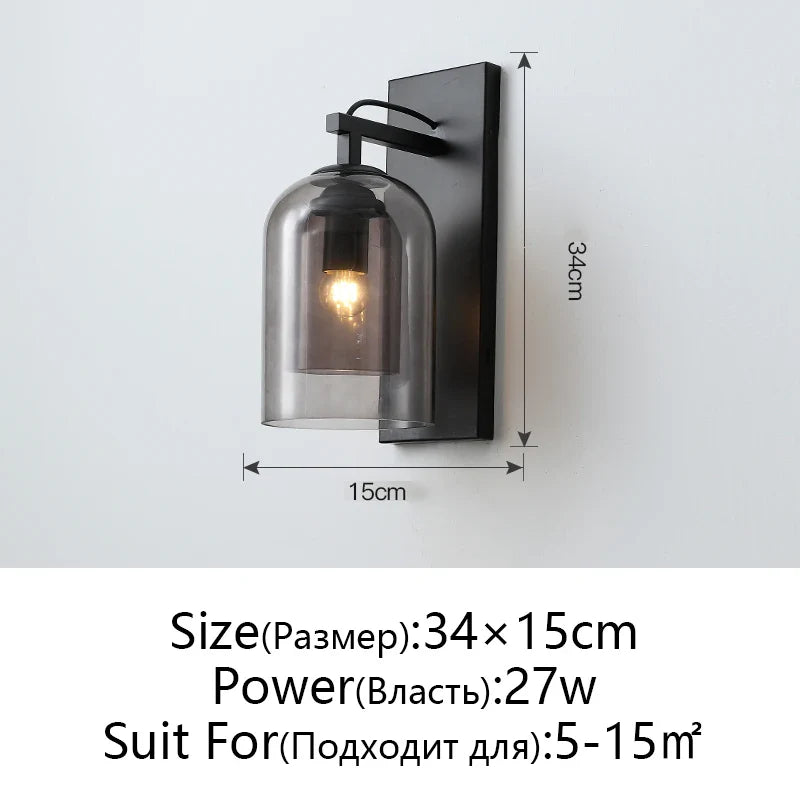 Afralia™ Nordic Double Glass Wall Lamp: Modern LED E27 Bedside Reading Wall Lamp