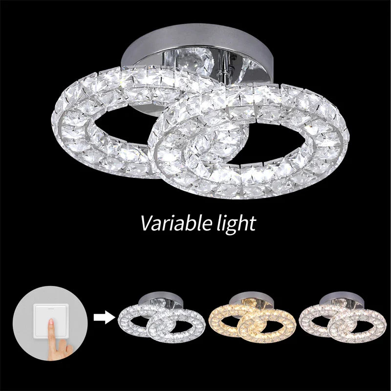 Afralia™ Crystal LED Ceiling Chandelier: Elegant 3-Side Nordic Indoor Light for Living Room