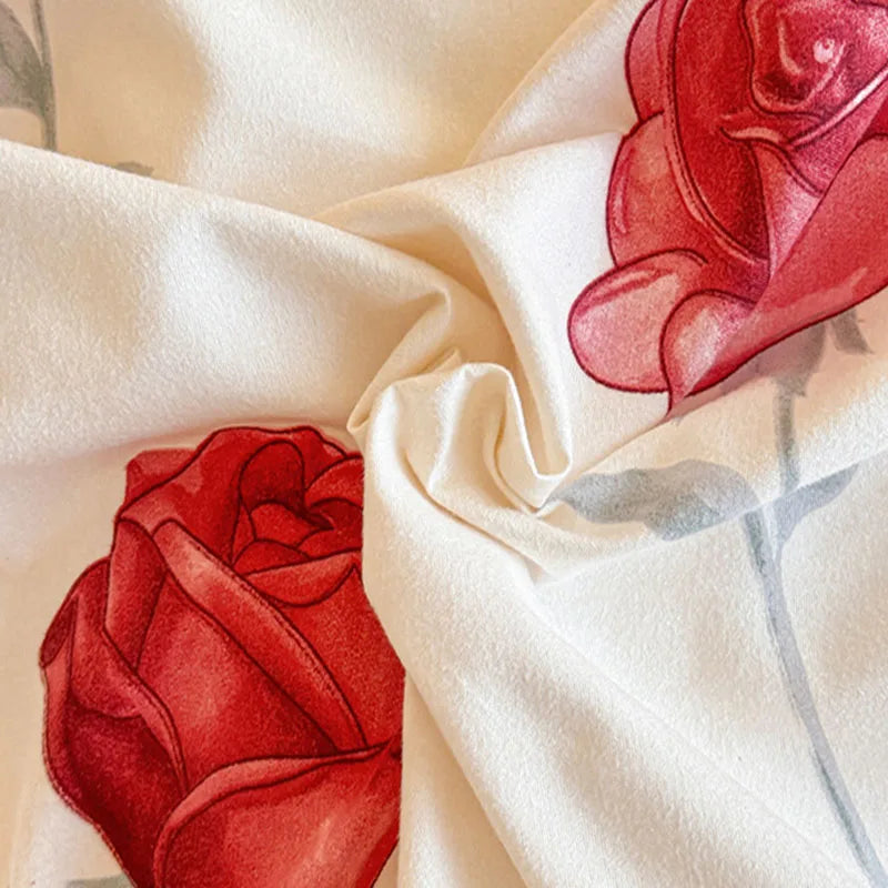 Afralia™ Flower Print Sanding Bedding Set | Skin Friendly Bedspread Kit for Home Bed