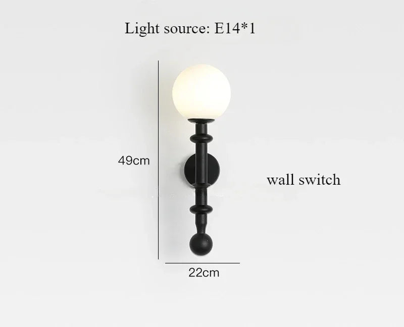Afralia™ Wood Glass Ball Wall Sconce: Long LED Fixture for Living Room, Bedroom, Hotel